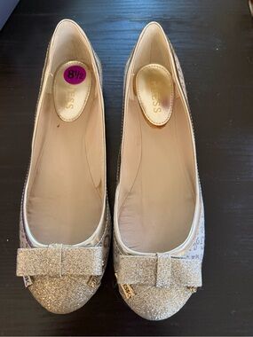 Guess Glitter Bow Ballet Flats in Gold
